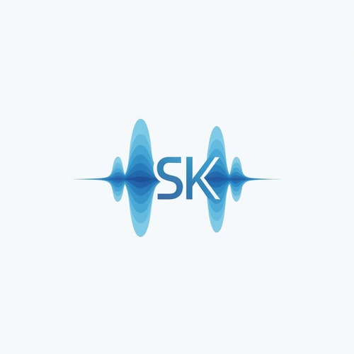AI Design for Design a 2D modern logo where a smooth soundwave morphs into the letters SK. Represents media, audio and production. Flat, futuristic, and clean vector design.