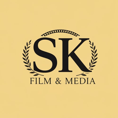 AI Design for Create an elegant classic logo for SK Film & Media using premium gold and matte black. The letters S and K styled in a timeless serif or clean modern font. Add subtle classic film touches like a thin gold film reel ring or laurel leaves. Vintage studio vibe, classy, cinematic, and luxurious.