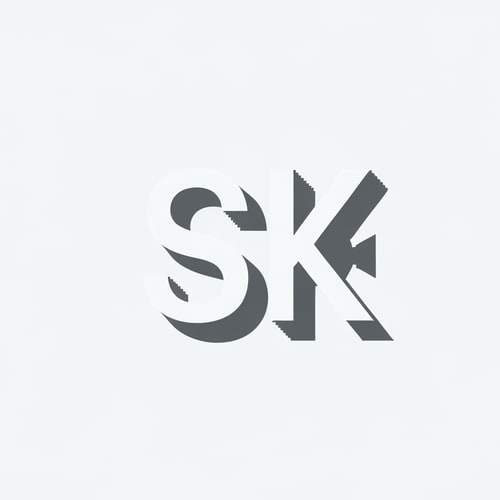 AI Design for Design a 2D logo where the letters SK appear as clean flat shapes, but their shadow forms a hidden film camera or reel silhouette. Minimal, clever, flat, and symbolic.