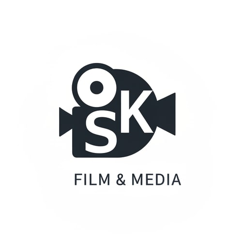 AI Design for Create a 2D minimalist logo for SK Film & Media using clever negative space. Blend the letters S and K inside a film camera silhouette or inside a reel shape. Clean lines, flat colors, simple cinematic feel, modern and iconic.