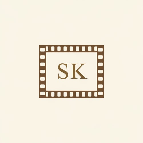 AI Design for Design a classic logo where SK sits inside a traditional film frame border. Use subtle warm colors like antique gold, bronze, and cream. Clean, classy, old-school cinema vibe