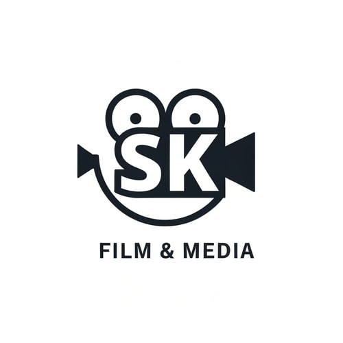 AI Design for Create a 2D minimalist logo for SK Film & Media using clever negative space. Blend the letters S and K inside a film camera silhouette or inside a reel shape. Clean lines, flat colors, simple cinematic feel, modern and iconic.