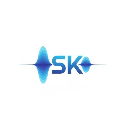 AI Design for Design a 2D modern logo where a smooth soundwave morphs into the letters SK. Represents media, audio and production. Flat, futuristic, and clean vector design.