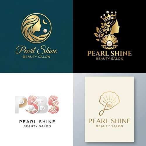AI Design for this all photo different please idea logo important logo name : Pearl shine beauty salon4 logo poster design