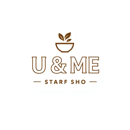 AI Design for "U & ME" Coffee Shop Logo — Modern and clean design, Monochromatic with warm wood accents, Soft and inviting, Contemporary illustration, Minimalist vector art, White background.