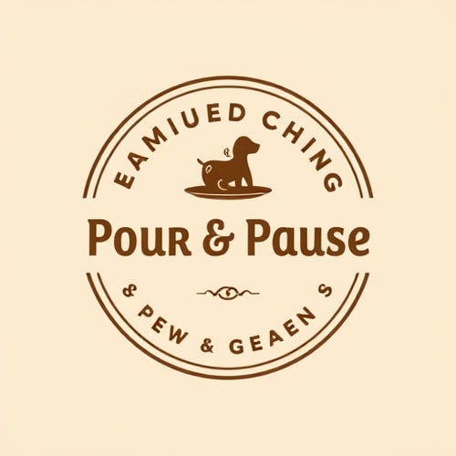 AI Design for I want to design a logo of coffee cafe, name pour and pause, with something connected to pet friendly and genz vibe