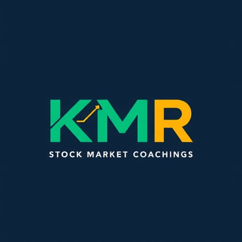 AI Design for Letterform for a YouTube stock market coaching channel named "KMR": The letters KMR intertwined with subtle upward-trending stock graph lines, Color palette: Deep navy blue, emerald green, and a touch of gold, Typography or stylistic treatment: Clean, modern, sans-serif font for KMR. Design an emblem-like feel with a professional and trustworthy aesthetic, incorporating subtle geometric elements that suggest precision and analysis, and a dark, professional background.