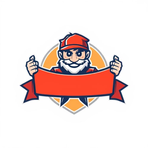 AI Design for generate a mascot logo of a person holding banner with both his hands
