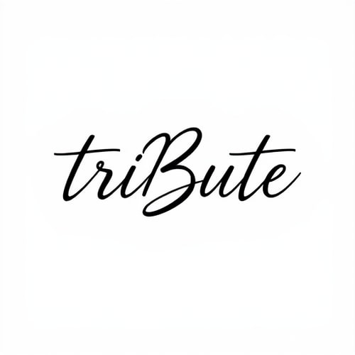AI Design for triBUTE is the name, i want just the writing, and make it like a beauty studio saloon font, hand writing or something modern futurustic