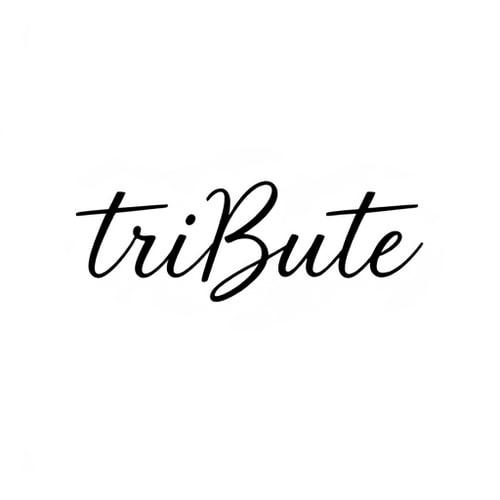 AI Design for triBUTE is the name, i want just the writing, and make it like a beauty studio saloon font, hand writing or something modern futurustic
