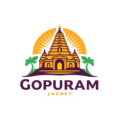 AI Design for Logo Design: Gopuram with deepam