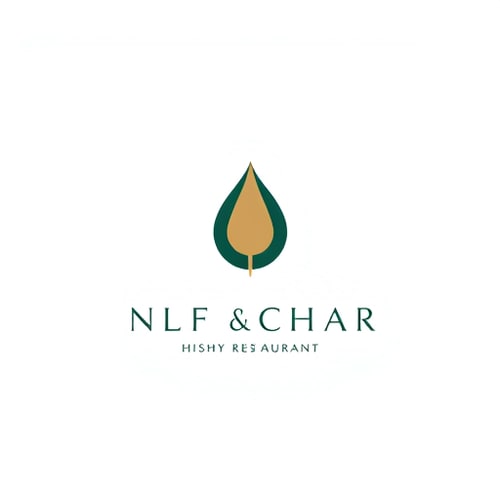 AI Design for Minimalist pictorial logo for a restaurant named "NOSH AND NECTAR": A stylized, abstract representation of a fork and a droplet of liquid, symbolizing food and drink, Minimalist and sophisticated color palette, perhaps a deep emerald green and a warm gold, or a sophisticated charcoal and a muted rose gold, Elegant, modern sans-serif typeface, Design inspired by nature and fine dining, clean lines and subtle curves, visual execution using flat design with subtle gradients, white background