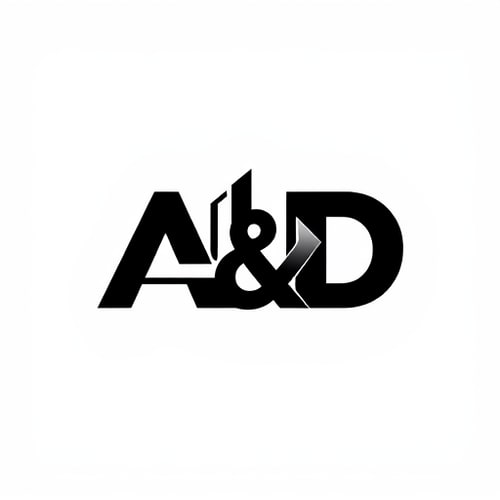 AI Design for “Create a bold and professional black & white logo for a construction company using the letters A & D as the central design elements. Incorporate a stylized building or skyscraper within or around the letters to symbolize construction and strength. The design should be clean, minimal, and highly recognizable, with sharp lines and strong geometry. Avoid gradients—use only solid black and white for maximum contrast and timeless appeal. The logo should convey stability, reliability, and modernity, making it suitable for both print and digital branding.”