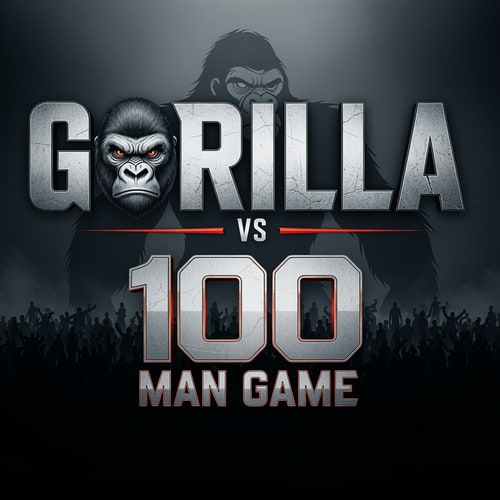 AI Design for Gorilla vs 100 Man Game Text Logo.