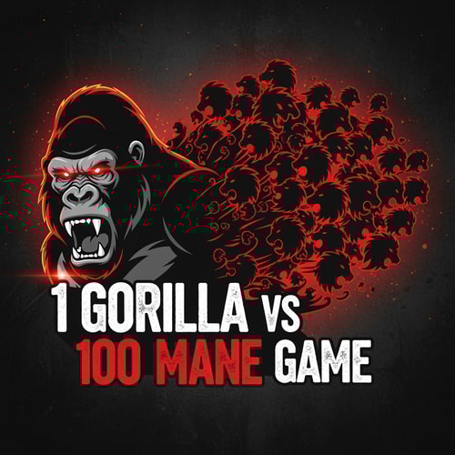AI Design for 1 Gorilla vs 100 Mane Game Logo
