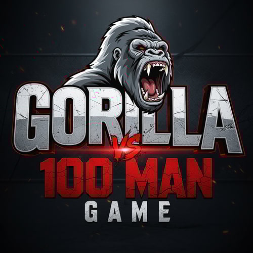 AI Design for Gorilla vs 100 Man Game Text Logo.