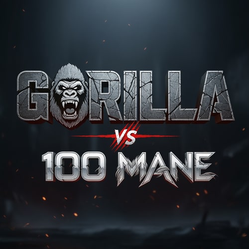 AI Design for Gorilla vs 100 Mane Game Text Logo.