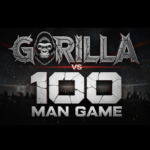 AI Design for Gorilla vs 100 Man Game Text Logo.