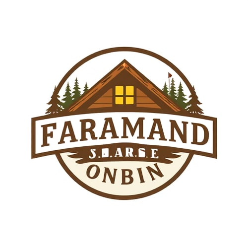 AI Design for Design a logo for online English classes , we are speaking English in a lodge ( cabin ) . My Academy's name is Faramand Convo Cabin 