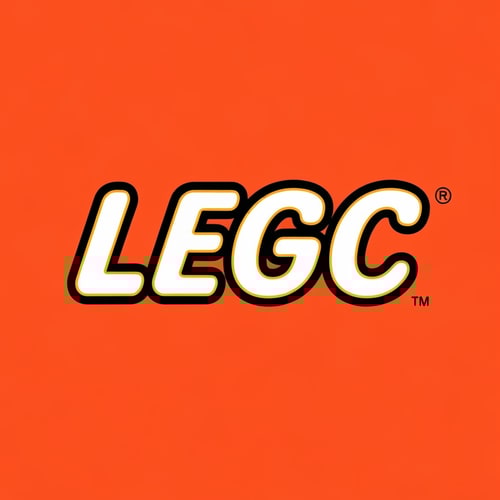 AI Design for create the lego logo but instead of the letters spelling "lego" make it spell "UGC" make sure all the colors, fonts, etc are the exact same as the original lego logo