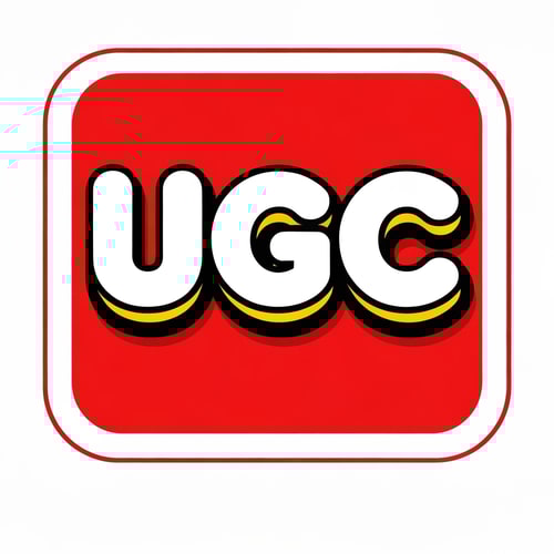AI Design for Create a logo strongly inspired by the classic LEGO mark, replacing the word “LEGO” with the letters “UGC”. Use a bright red square background with a thin white outer border and a thick yellow inner outline. Center the word UGC in a bold, rounded, bubble-style display type that matches the original logo’s weight and proportions: white letter fills, then a thin yellow stroke around each white letter, then a thick black outline around the yellow stroke. Add a subtle black drop shadow to give the letters the same lifted, embossed feel. Keep proportions, alignment, spacing, and contrast visually equivalent to the original so the new mark reads as the same classic style but with the letters U-G-C. Output at high resolution (at least 4000×4000 px) with transparent background and also a version on white.
Note to designer: exact pixel-for-pixel replication of LEGO’s proprietary type is not requested here — match the letter shapes and rounded geometry closely so the wordmark reads like the original but reads “UGC.” Use clean vector shapes and provide source files (SVG / AI). Color references: red ~ #E4001B, yellow ~ #FFD700, black #000000, white #FFFFFF.