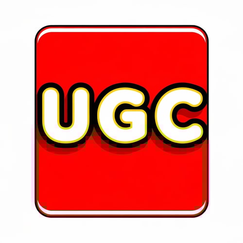 AI Design for Create a logo strongly inspired by the classic LEGO mark, replacing the word “LEGO” with the letters “UGC”. Use a bright red square background with a thin white outer border and a thick yellow inner outline. Center the word UGC in a bold, rounded, bubble-style display type that matches the original logo’s weight and proportions: white letter fills, then a thin yellow stroke around each white letter, then a thick black outline around the yellow stroke. Add a subtle black drop shadow to give the letters the same lifted, embossed feel. Keep proportions, alignment, spacing, and contrast visually equivalent to the original so the new mark reads as the same classic style but with the letters U-G-C. Output at high resolution (at least 4000×4000 px) with transparent background and also a version on white.
Note to designer: exact pixel-for-pixel replication of LEGO’s proprietary type is not requested here — match the letter shapes and rounded geometry closely so the wordmark reads like the original but reads “UGC.” Use clean vector shapes and provide source files (SVG / AI). Color references: red ~ #E4001B, yellow ~ #FFD700, black #000000, white #FFFFFF.
