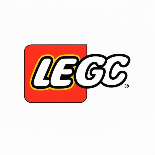 AI Design for create the lego logo but instead of the letters spelling "lego" make it spell "UGC" make sure all the colors, fonts, etc are the exact same as the original lego logo