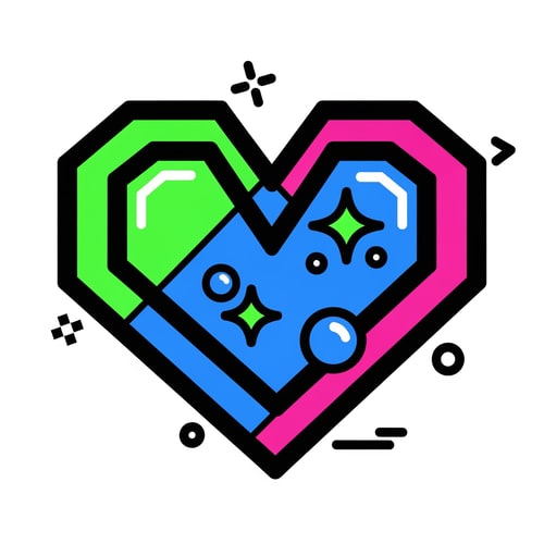 AI Design for create an Y2k art looking flat vector heart cartoonish with black outline
