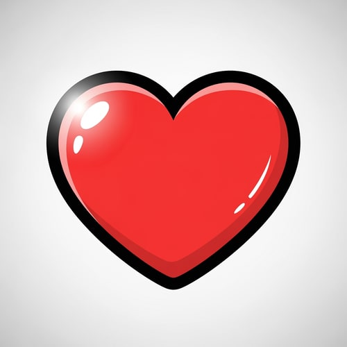 AI Design for create an video game art looking flat vector heart cartoonish with a bold black outline