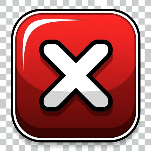 AI Design for make a videogame close button dont put any words just a button make it cartoonish  but slightly cool modern looking with a transparent background and make it red and white and black with depth in color, stroke, design and detail