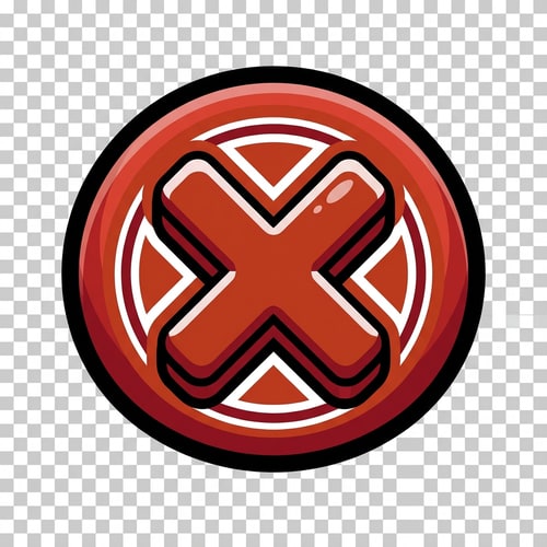 AI Design for make a videogame close button dont put any words just a button make it cartoonish  but slightly cool modern looking with a transparent background and make it red and white and black with depth in color, stroke, design and detail but still cartoonish

The attached image represents the overall artistic style and aesthetic. Use it as a reference for visual consistency and design language. Do not replicate these images directly, but capture the general artistic direction and style.

General color scheme includes: #50b4c8, #c85028, #14a0c8, #a01428, #006478

And follow these custom instructions: create cartoonish vector icons 