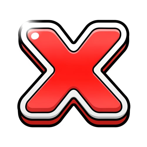 AI Design for Create a cartoon-style videogame close button with no text—just the button itself. Use a transparent background and a red, white, and black color palette. The design should feel modern and slightly cool, with visible depth through shading, strokes, and detailed color layering, while remaining clearly cartoonish.