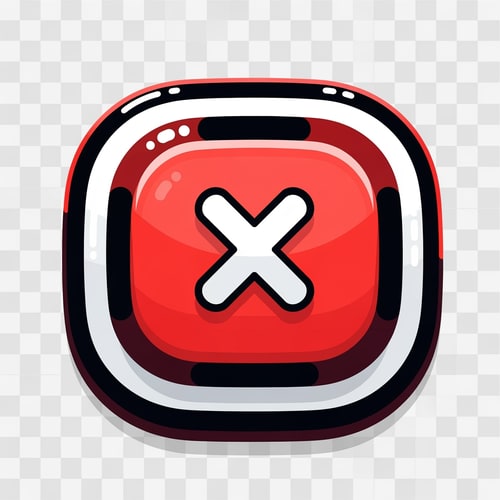 AI Design for make a videogame close button dont put any words just a button make it cartoonish  but slightly cool modern looking with a transparent background and make it red and white and black with depth in color, stroke, design and detail but still cartoonish