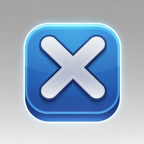AI Design for make a videogame close button dont put any words just a button make it cartoonish but slightly cool modern looking with a transparent background