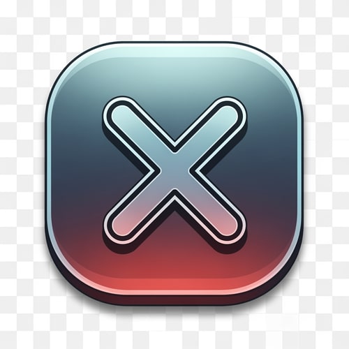 AI Design for make a videogame close button dont put any words just a button make it cartoonish but slightly cool modern looking with a transparent background