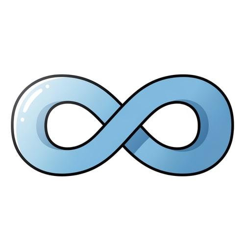 AI Design for Create a cartoonish decor icon of the infinity symbol that is simple with no advanced extra effects, just good coloring, but keep it cartoonish and not realistic,. Make it have good shading and light blue
