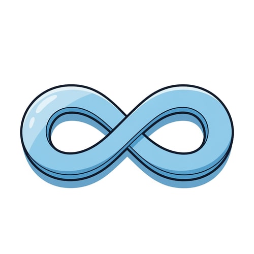 AI Design for Create a cartoonish decor icon of the infinity symbol that is simple with no advanced extra effects, just good coloring, but keep it cartoonish and not realistic, make it have good shading and light blue