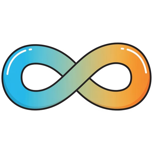 AI Design for create a cartoonish vecor icon of the infinity symbol thats simple with no advanced extra effects just good coloring but keep it cartoonish and not realistic