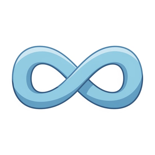 AI Design for Create a cartoonish decor icon of the infinity symbol that is simple with no advanced extra effects, just good coloring, but keep it cartoonish and not realistic,. Make it have good shading and light blue
