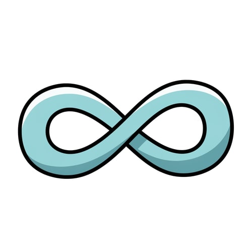 AI Design for Create a cartoonish decor icon of the infinity symbol that is simple with no advanced extra effects, just good coloring, but keep it cartoonish and not realistic,. Make it have good shading and soft cyan with a prominent black outline