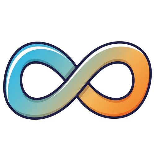 AI Design for create a cartoonish vecor icon of the infinity symbol thats simple with no advanced extra effects just good coloring but keep it cartoonish and not realistic