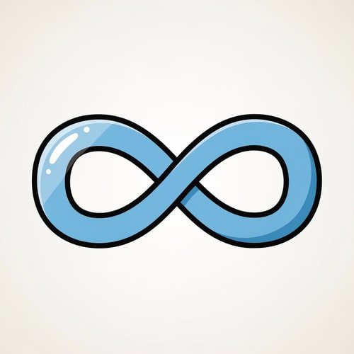 AI Design for Create a cartoonish decor icon of the infinity symbol that is simple with no advanced extra effects, just good coloring, but keep it cartoonish and not realistic, make it have good shading and light blue