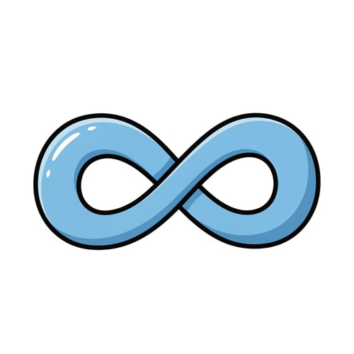 AI Design for Create a cartoonish decor icon of the infinity symbol that is simple with no advanced extra effects, just good coloring, but keep it cartoonish and not realistic, make it have good shading and light blue