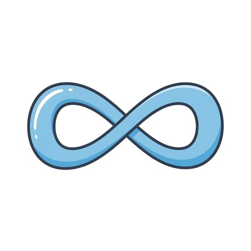 AI Design for create a cartoonish vecor icon of the infinity symbol thats simple with no advanced extra effects just good coloring but keep it cartoonish and not realistic make it light blue