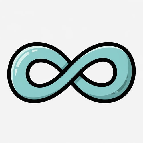 AI Design for Create a cartoonish decor icon of the infinity symbol that is simple with no advanced extra effects, just good coloring, but keep it cartoonish and not realistic,. Make it have good shading and soft cyan with a prominent black outline