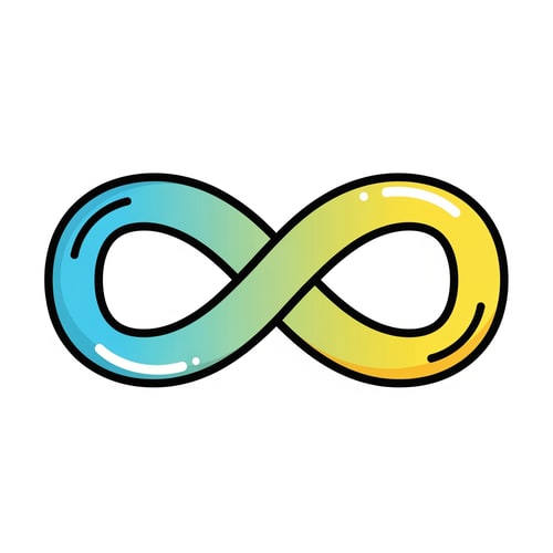 AI Design for create a cartoonish vecor icon of the infinity symbol thats simple with no advanced extra effects just good coloring but keep it cartoonish and not realistic