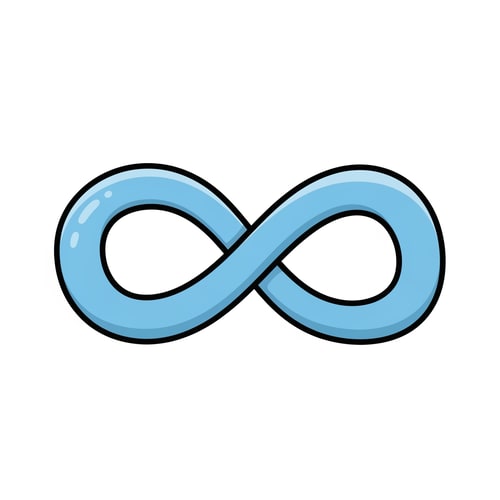 AI Design for create a cartoonish vecor icon of the infinity symbol thats simple with no advanced extra effects just good coloring but keep it cartoonish and not realistic make it light blue