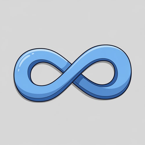 AI Design for Create a cartoonish decor icon of the infinity symbol that is simple with no advanced extra effects, just good coloring, but keep it cartoonish and not realistic,. Make it have good shading and light blue
