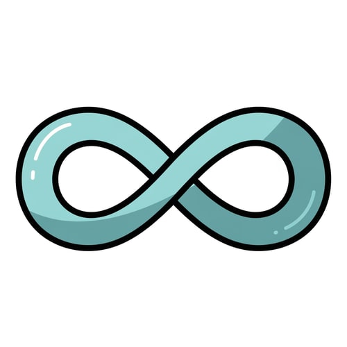 AI Design for Create a cartoonish decor icon of the infinity symbol that is simple with no advanced extra effects, just good coloring, but keep it cartoonish and not realistic,. Make it have good shading and soft cyan with a prominent black outline