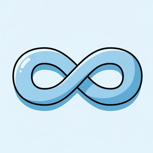 AI Design for Create a cartoonish decor icon of the infinity symbol that is simple with no advanced extra effects, just good coloring, but keep it cartoonish and not realistic, make it have good shading and light blue